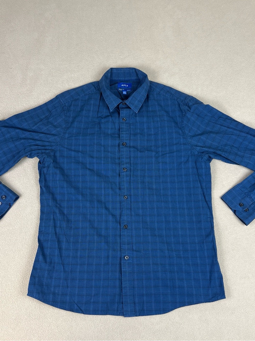 Apt. 9 Premier Flex Slim Fit Button Down Shirt, Blue Stripe, Cotton. Men's Sz L